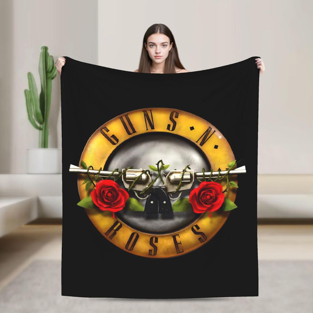 Guns N Roses Band  Blanket  Decorative Flannel Throw Blanket For Couch Bed Soft Warm Custom Quality Bedspread Gift