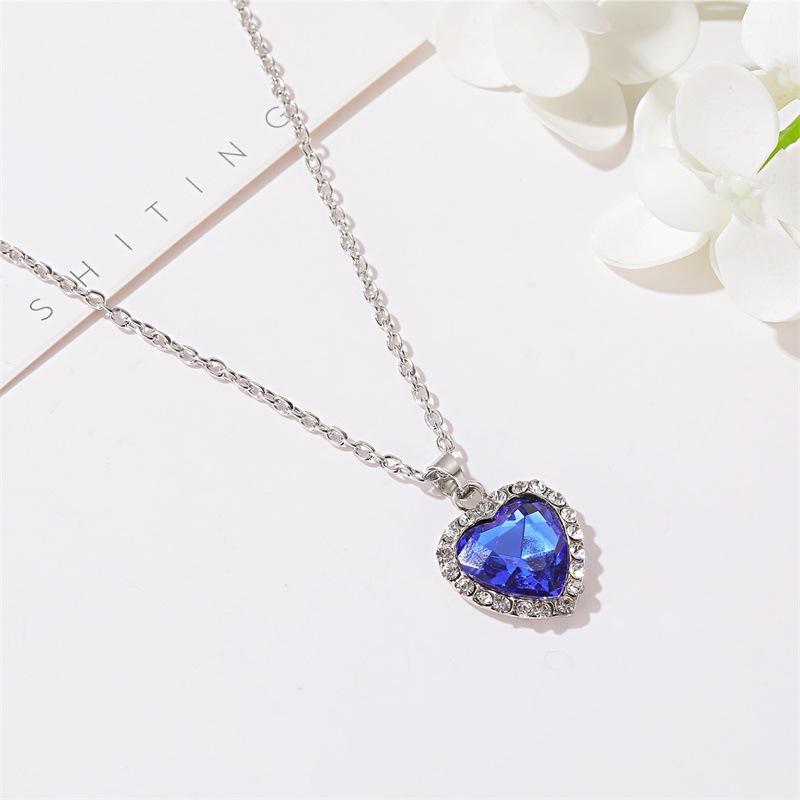 

New Simple Heart of Ocean Necklace Blue Crystal Love Heart Forever Pendant Necklace For Women Wedding Party Y2K Jewelry синий