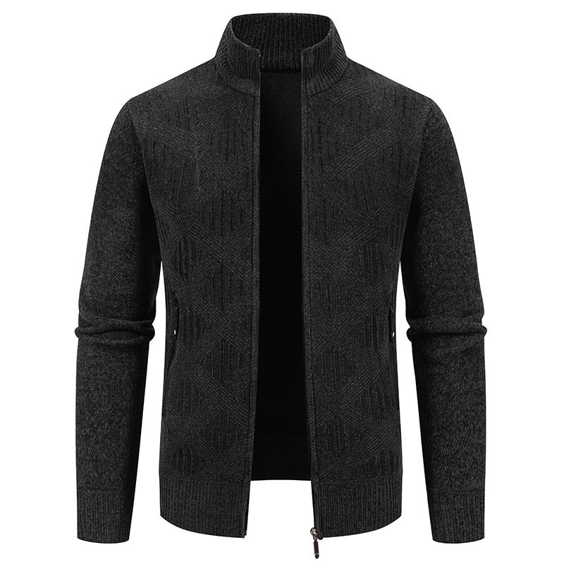 Autumn Winter Stand Collar Knit Cardigan Men Korean Style Warm Casual Men's Knitted Sweater Coat