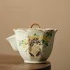 Ceramic Ru Kiln Gaiwan Chinese Style Hand Grasping Tea Maker Cute Cat Tea Tureen  Tea Ceremony