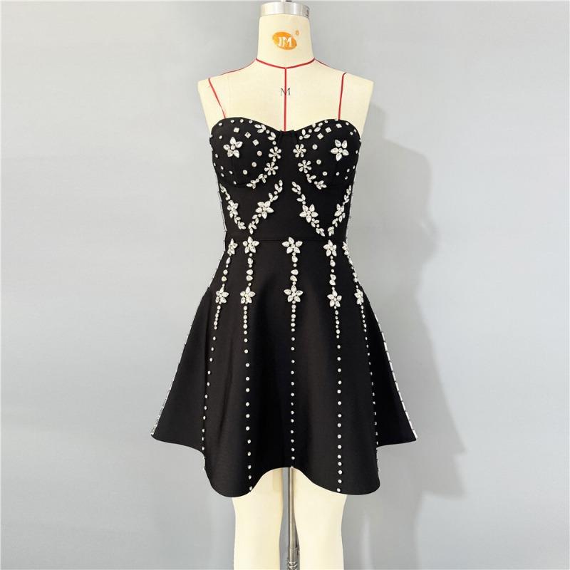 Skinny slim bandage dress hot-selling heavy industry hot diamond sleeveless tube top dress banquet party dress