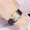 Irregular Y2K Couple Wrist Watches Unique Design Leather Strap Quartz 30M Water Resistant