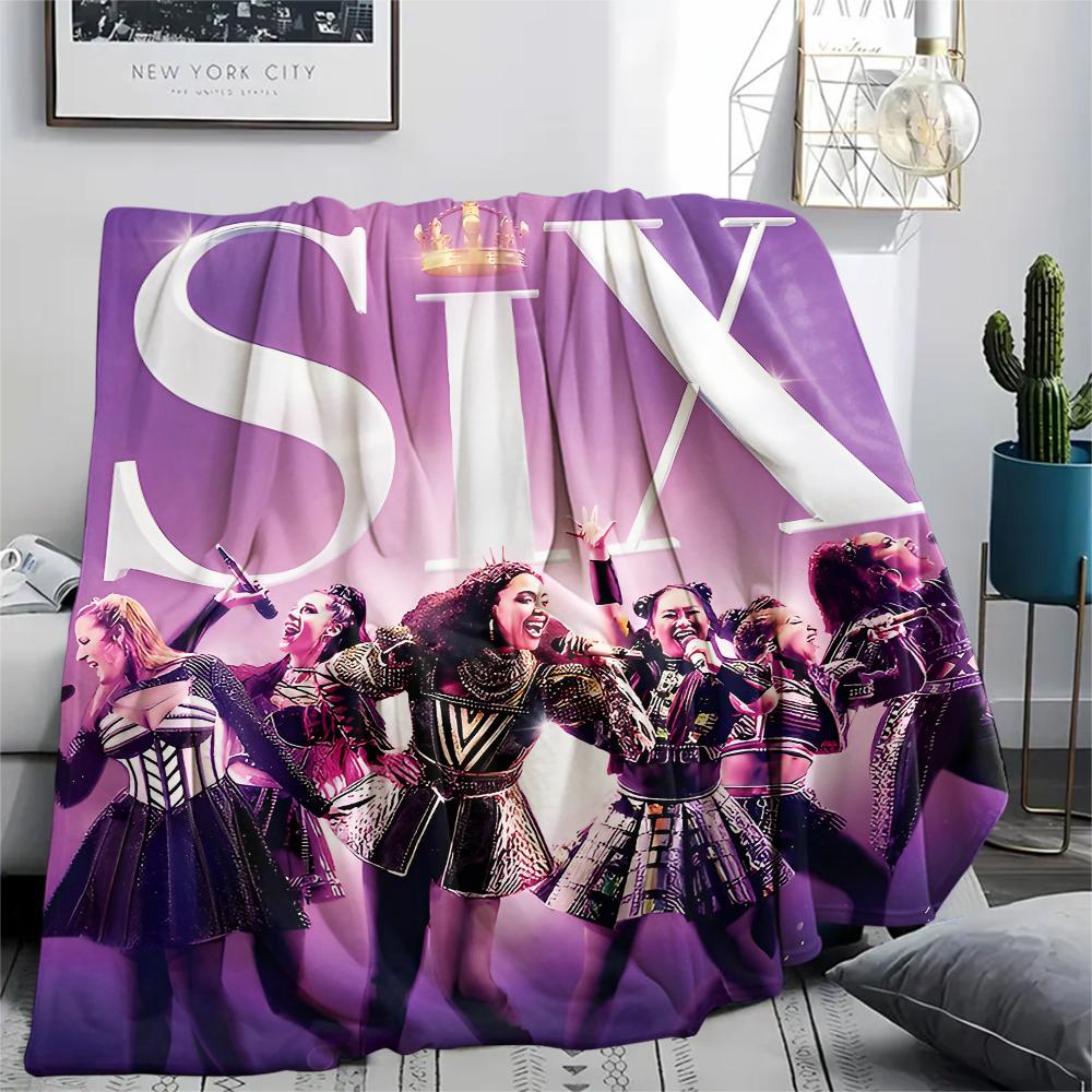 1PC SIX Print Flannel Blanket, High quality All Seasons, Home Decor, Warmth and Comfort, Perfect for Christmas Gifts