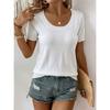 Women's Summer Thin Knitted Top, Slim Fit Short Sleeve Crew Neck T-Shirt