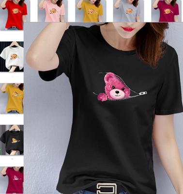 Bear Graphic Print T-shirt, Teddy Bear Short Sleeve Crew Neck Casual Top  Women's Clothing Oversized  T Shirt Tops  Harajuku