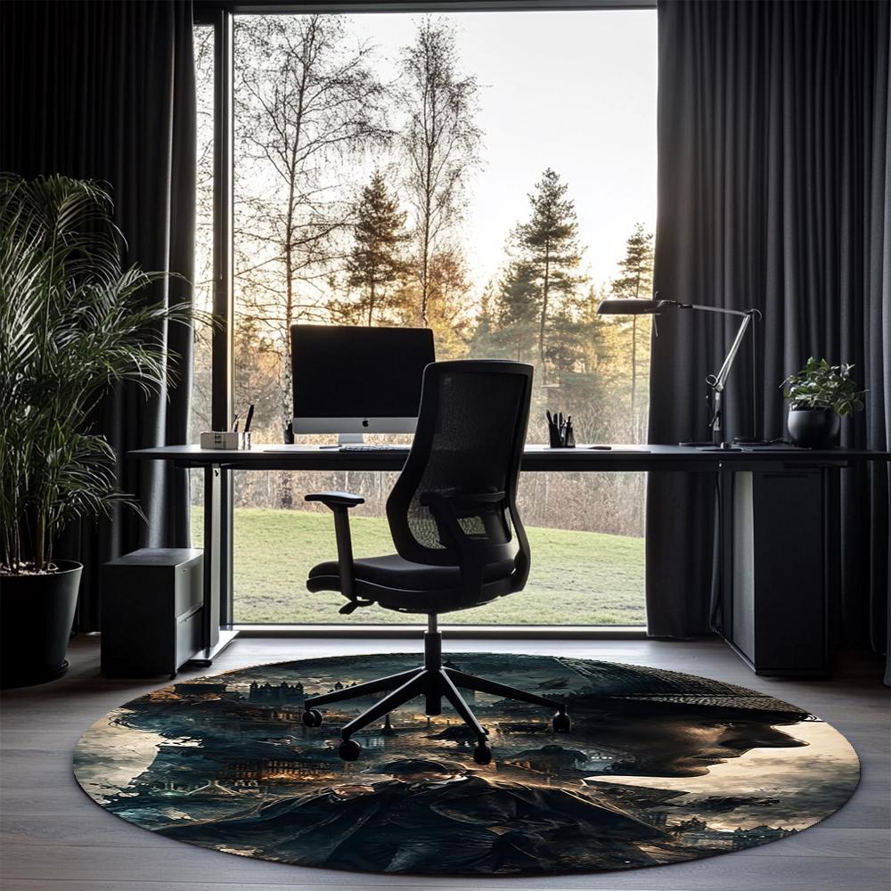 Sherlock Holmes Printed Round Rug Carpet Chair Rug Area Rug Entryway Doormats,for Office Chair Living Room Bedroom Kitchen Room.