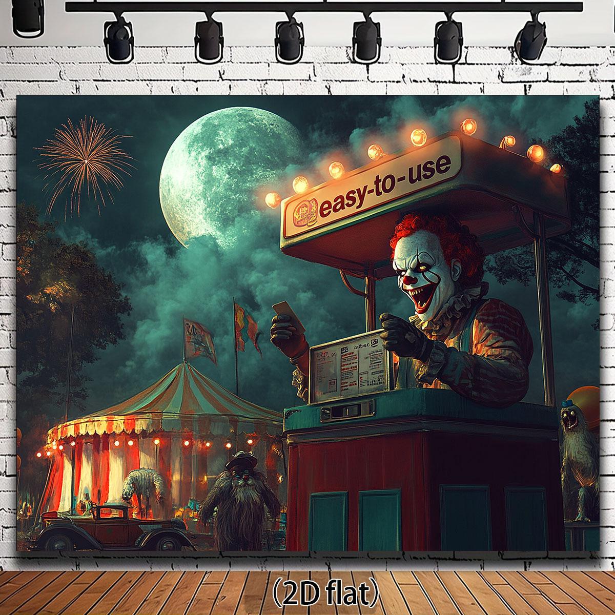 1 piece of retro circus carnival background cloth - Horror Halloween party decoration 100x150cm