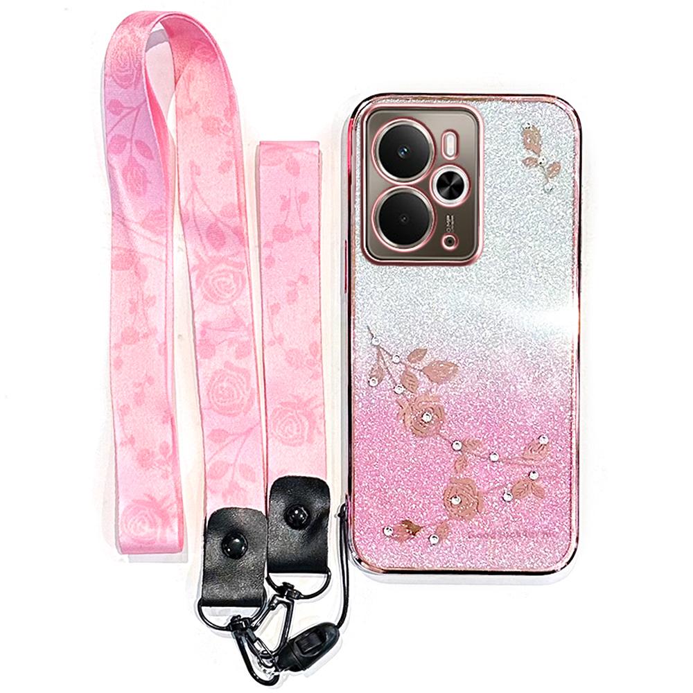 

KADEM Чехол для Realme 14T 5G/14 5G с цветочным узором, градиентная TPU накладка для телефона со шнурками Rose Gold