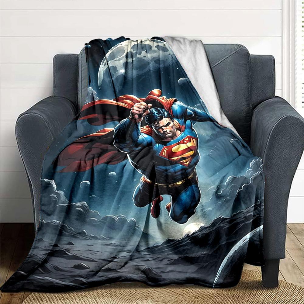 1pc Superman Moon Flannel Blanket Soft Warm Throw for Home, Office, Travel, All-Season Cozy Bedding GiftL1185