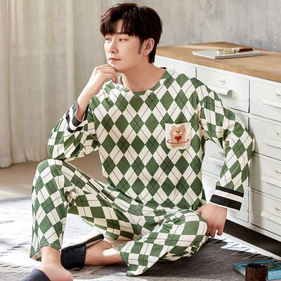 Set de pijamale de toamnă pentru bărbați, din bumbac, cu mâneci lungi, pantaloni, costum acasă, iubitori de desene animate, îmbrăcăminte confortabilă din două piese