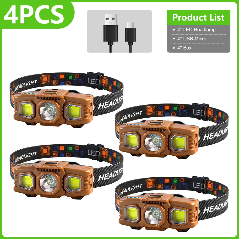 1000LM EDC Super Bright Headlamp USB Rechargeable Head Torch Red Light Mode Running Emergency Mining Safety Tiltable Head Torch