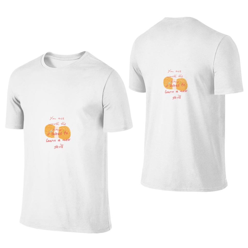 Motivational Quote Learn A New Skill Reversible Cotton Graphic Tee Versatile Outdoor Travel Hobby Casual Shirt