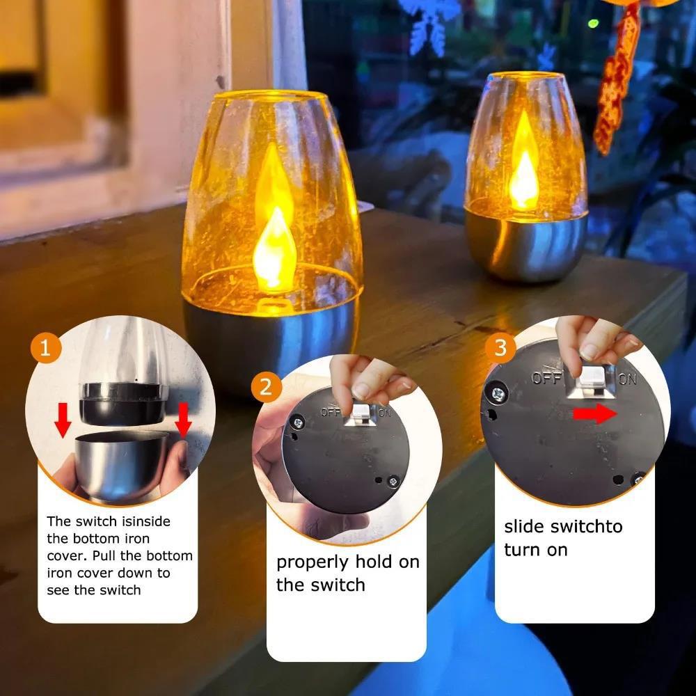 LED Solar Candles Light Flameless Rechargeable Night Light Waterproof For Garden Decor Outdoor Wedding Party Atmosphere Lamp