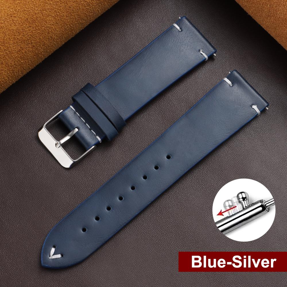 

18 мм 20 мм 22 мм Винтажный Кожаный Ремешок для Часов с Масляным Воском Коричневый Черный Ремешки из Коровьей Кожи Браслет с Быстросъемным Механизмом Универсальный Ремешок для Мужчин 18mm