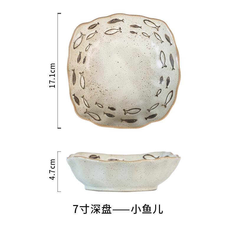 Japanese coarse Tao Pan, color plate, household tableware, high-grade pasta plate, ceramic tableware.