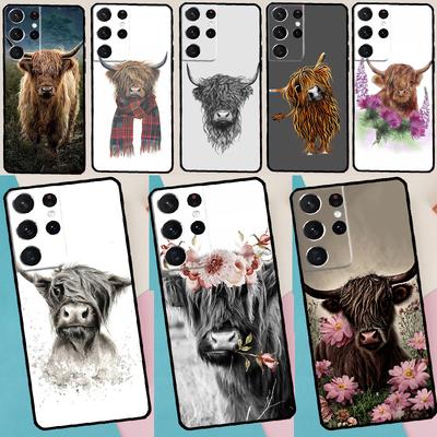 Hochlandkuh Schottische Kunst Handyhülle Für Samsung Galaxy S25 S23 S22 S21 Ultra S9 S10 S20 Plus S24 FE Funda Hülle Schale