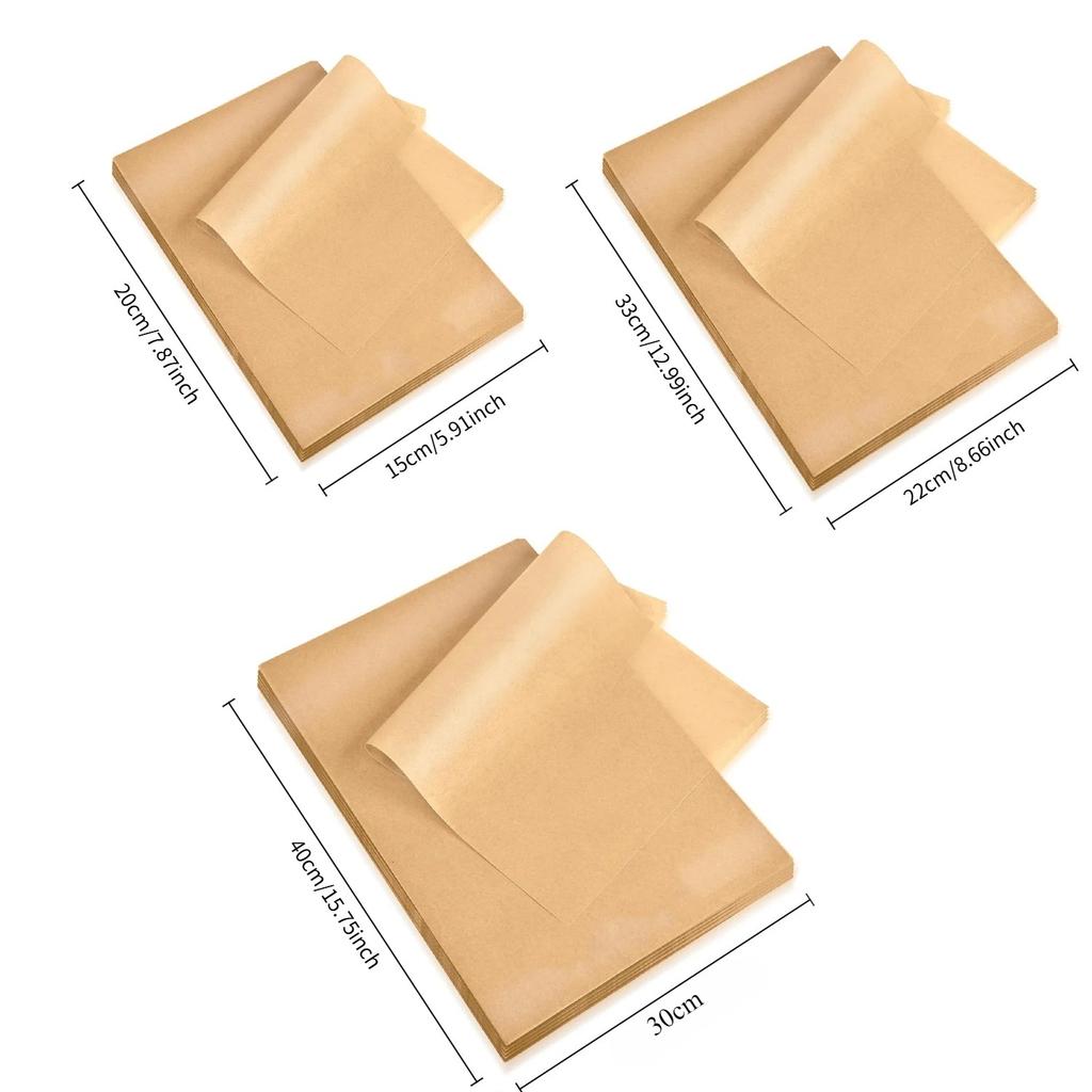 100 Pcs  Paper Food Grade Baking Sheets Non-Stick Oil-Proof  Baking Paper Oven Liner Sheet BBQ Pad for Baking and Barbecue Air Fryer Paper