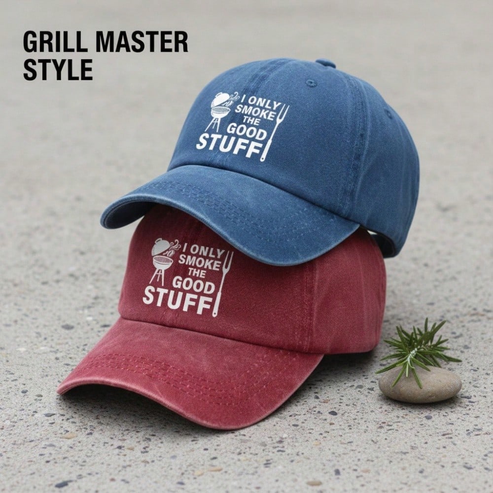 Grill Master Baseball Cap - I Only Smoke The Good Stuff Print Adjustable Unisex Polyester Casual Outdoor Sports Hat For Bbq Lovers Dads Gift