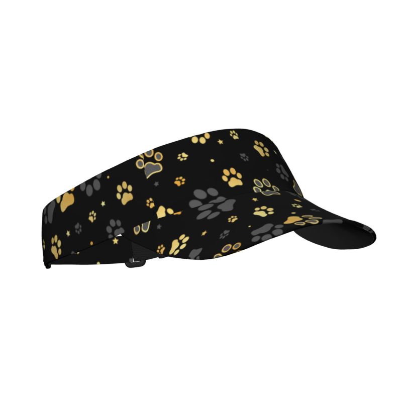 

Cute Paw Dog Watercolor Pattern Sports Sun Visor Hat Women Men Paw Baseball Hat Adjustable Wide Brim Cap for Hiking Camping