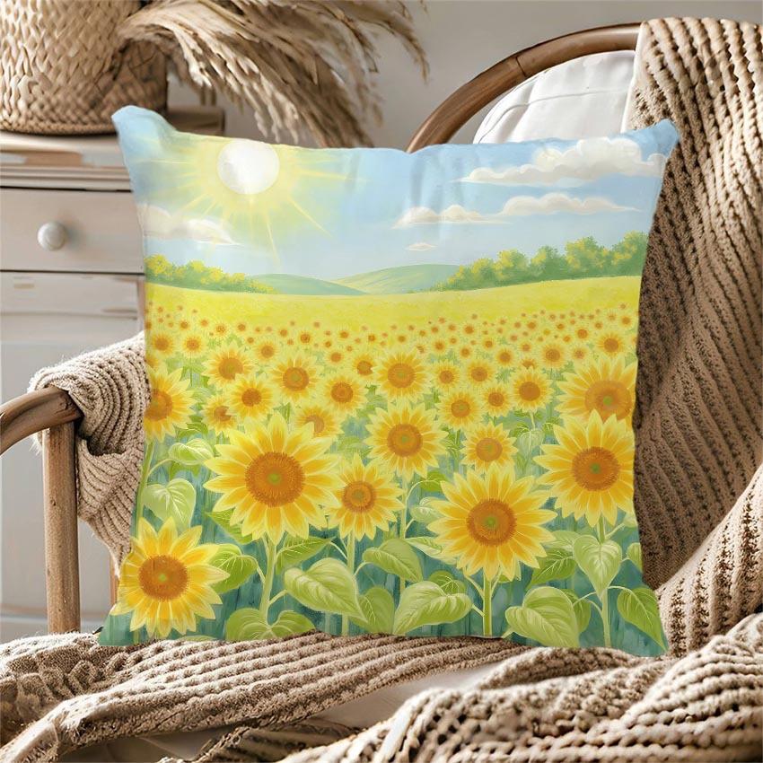 Butterfly Sunflower Series Throw Pillow Covers With Digital Printing Of Short Plush Fabric Car-Shaped Sofa Cushion Home Decor