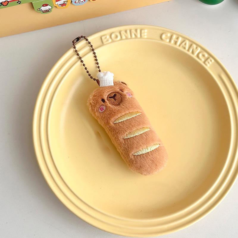 

Kawaii Bread Plush Keychain Capybara Soft Stuffed Croissant Donut Pendant Bag Car Charm Cute Cartoon Food Toy Gifts for Kids