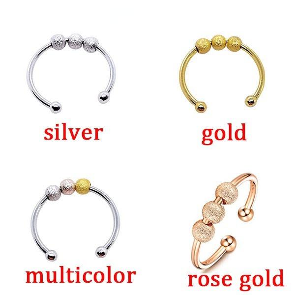 1PC StainlessSteel Ring Fidget Beads Ring Spinner Simulated AnxietyRelief Rings Rotate Freely Anti Stress Toy For Men Women