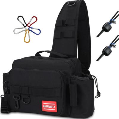 HAKAWAFLY Simple 2.0 Fishing Bag, 5-Way Tackle Bag, Large Capacity, One-Shoulder Bag, Multifunctional Run & Gun Bag, Waterproof Fishing Bag with Two R