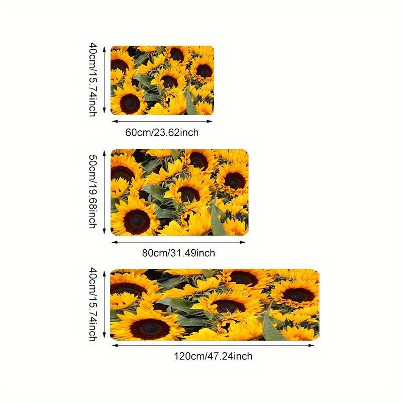 1Pcs Anti Fatigue Kitchen Rugs,Vibrant Sunflower Print Waterproof Non-Slip Thick Cushioned Kitchen Mat Heavy Duty Comfort Standing Mat for Kitchen