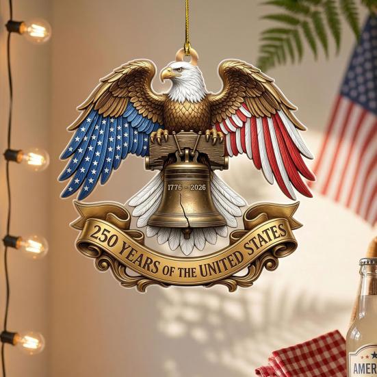 Yousheng 2D Acrylic America 250th Anniversary Ornament 250 Years Patriotic Hanging Decoration 1776-2026 Commemorative Gifts for 4th of July