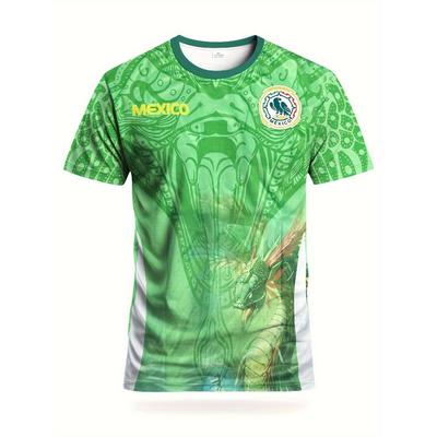 Herren Digital 3D-gedrucktes Fußballtrikot & Herren Rundhals-Sportoberteil & atmungsaktives Strickgewebe geeignet für Training und Freizeit