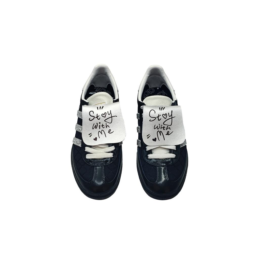 Adidas Originals HANDBALL SPEZIAL Silver Mist Slip Resistant Low top Skateboard Shoes Unisex Black JP5669(Team603-)