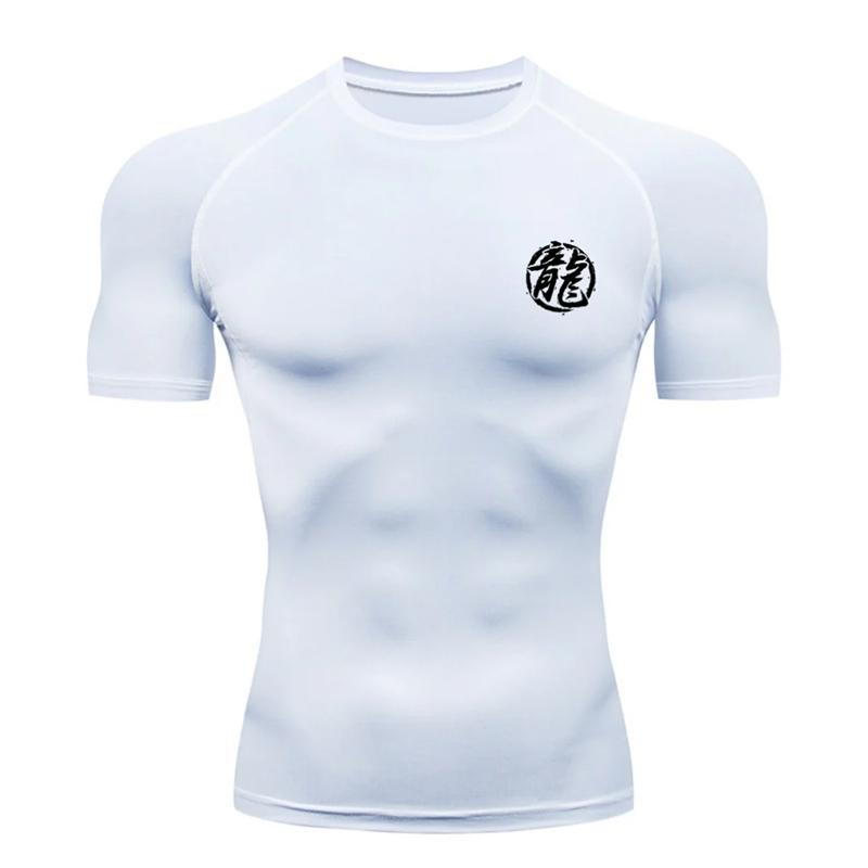 Dragon Character Print Compression Shirt for Men Gym Workout Running Undershirts Baselayers Athletic Quick Dry Tshirt Tees Tops