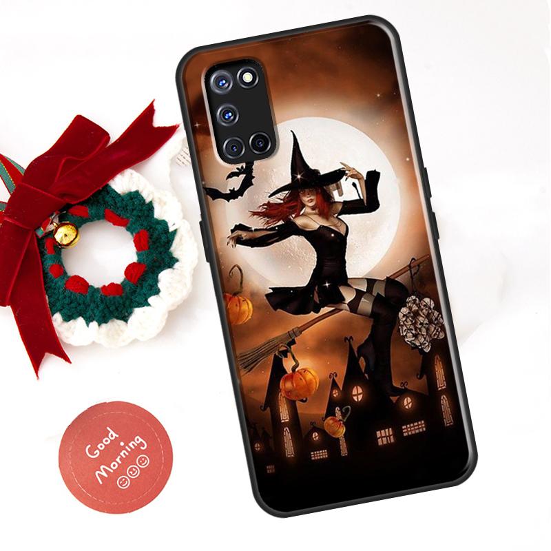 Halloween Moon Witch Horror Coque For OPPO A94 A74 A54 A5 A9 A31 A53 A53S A52 A72 A83 A91 A1K A15 A3S A5S Case Cover