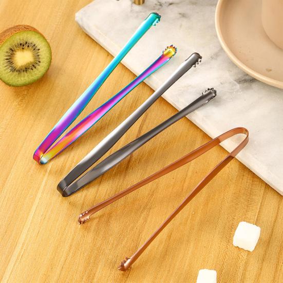 huaqianguhh Stainless Steel Ice Clamp, with Anti-Slip Serrated, Multi Purpose Serving Utensil, for Cubes Sugar Coffee Bar Use