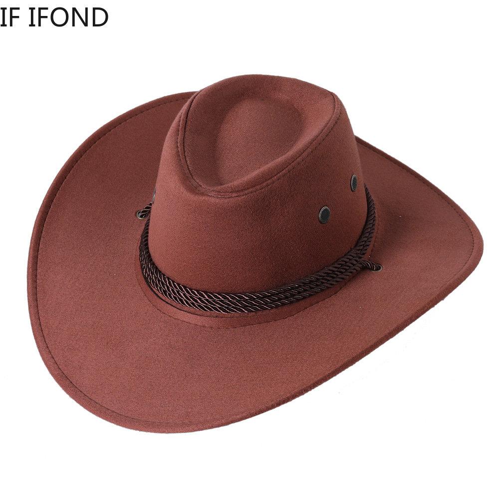Artificial Suede Western Cowboy Hats Big-edge Gentleman Cowgirl Jazz Hat Outdoor Vacation Cap Party Cosplay Hat