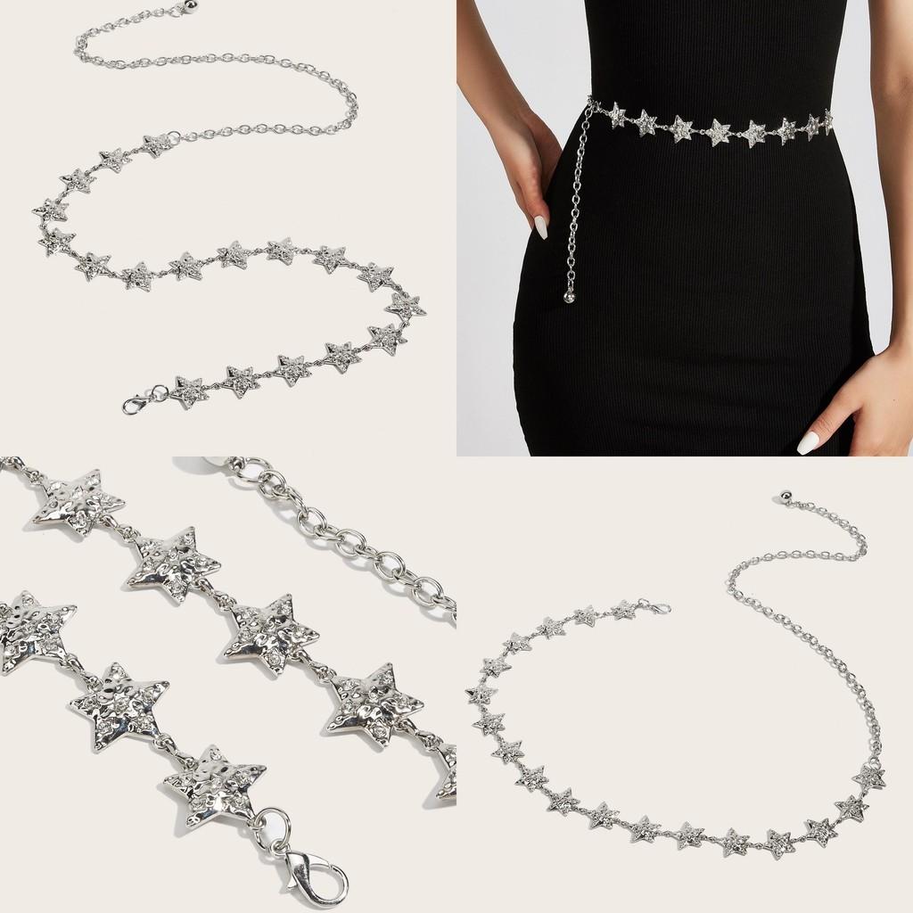 Metal Shiny Waist Chain With Star Pattern For Dresses And Skirts Wear Summer
