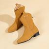Mode Kuhvelours Stiefeletten Damen Hohe Qualität Runde Zehenpartie Slip-on Kurze Stiefel Damen Herbst Flache Schuhe Damen Western Cowboy Stiefel Frau