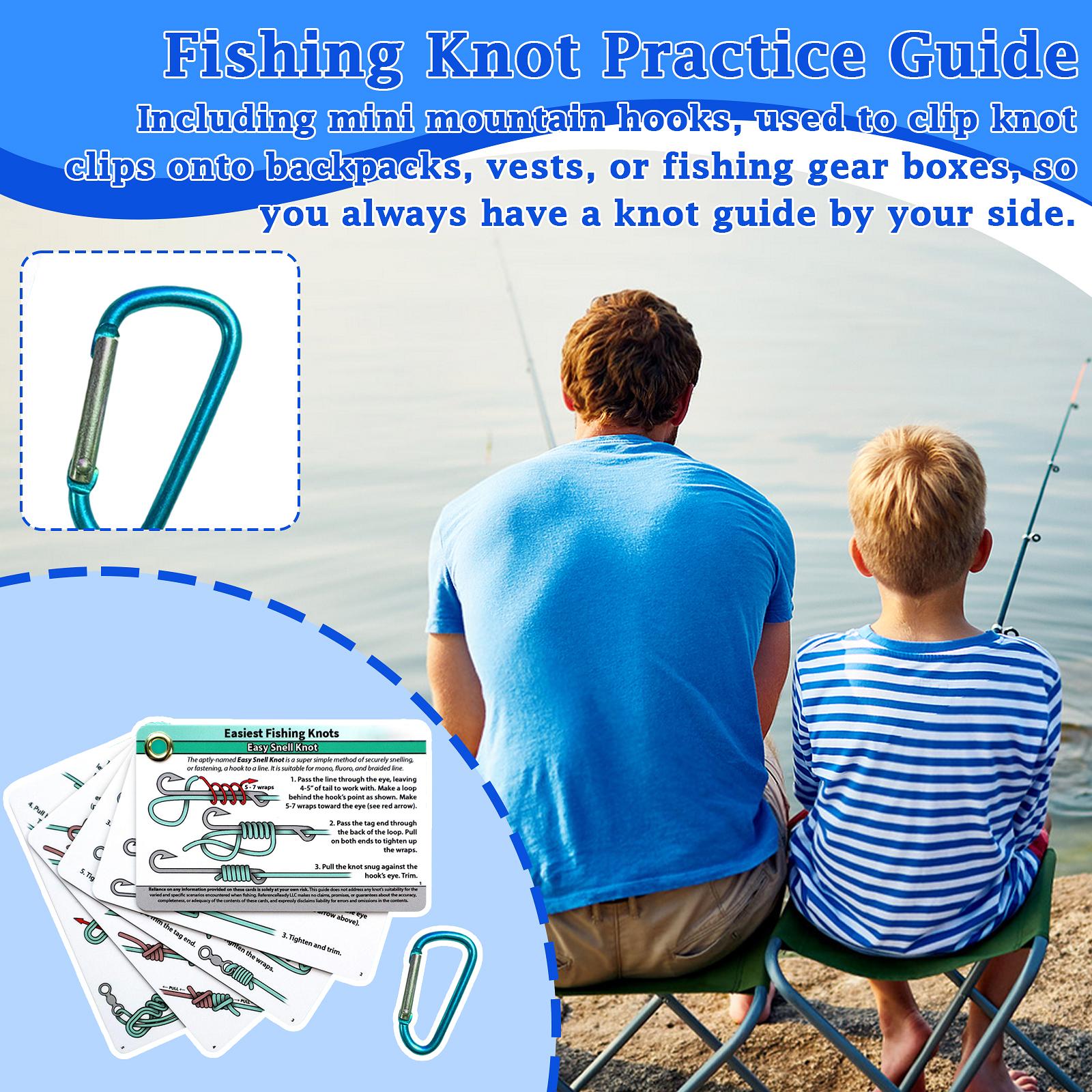 

Beginner’s Fishing Knot Guide With 12 Easy Knot Tutorials And Carabiner For Practice One Size