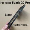 For Tecno Spark 20 Pro KJ6 Middle Frame Faceplate Housing Chassis Front LCD Bezel Repair Parts Replacement
