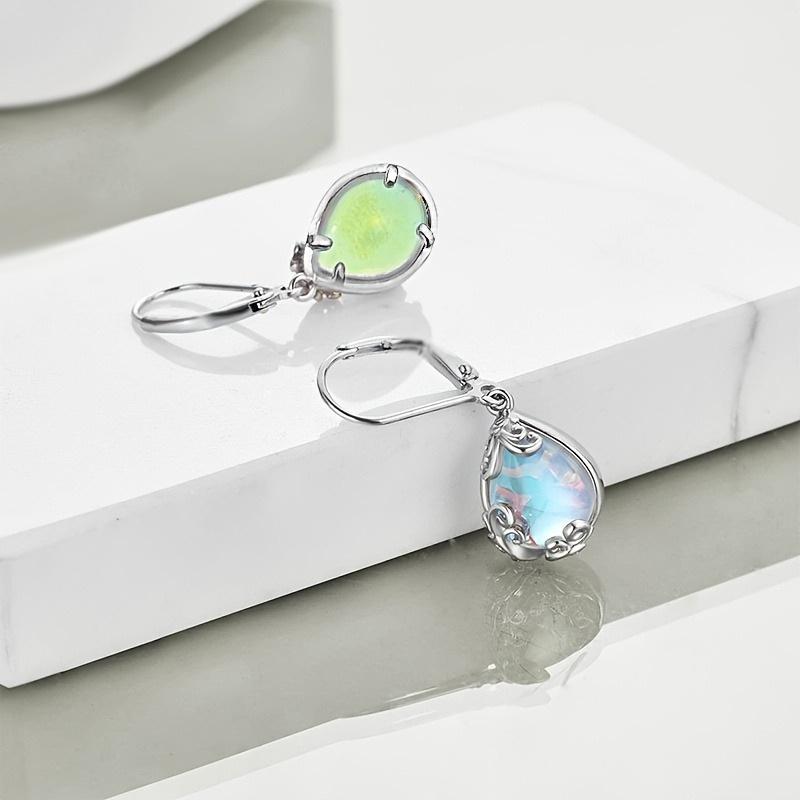 Elegante Mondstein Wassertropfen Wellen Ohrringe: Europäischer & Amerikanischer Luxus Modeschmuck