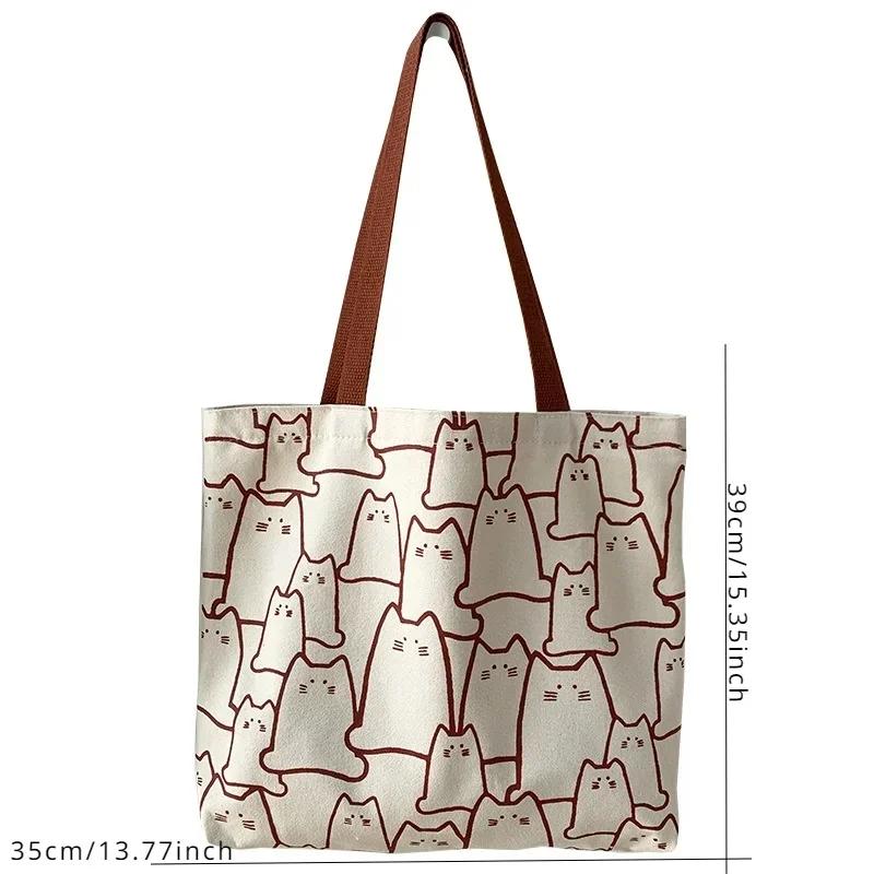 2023 New Japanese Korean Style Large Capacity Student Simple and Cute Art One Shoulder Portable Canvas Bag