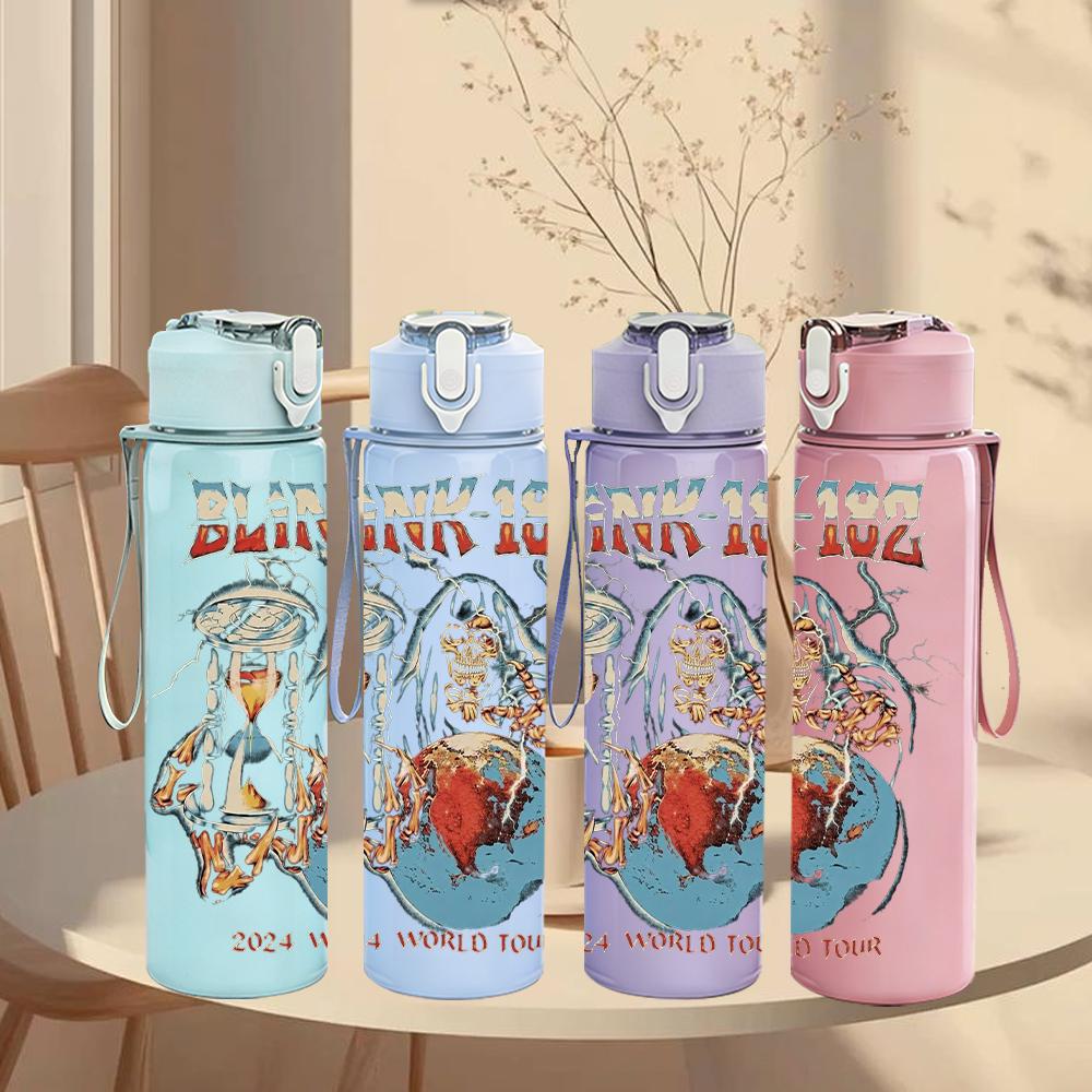 1PC Vintage Dark Fantasy Band Art Collage Print 750ml Portable Sports Water Bottle Leakproof Gym Outdoor Travel Drink Cup