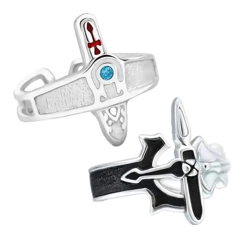 Cartoon Anime Peripherie Asuna Kirito Personalisierter Kreuzring Mode Schlicht Retro Paar Kreativ Beliebt Ring Geschenk Accessoires