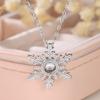 Silver Snowflake Pendant Necklace Rhinestone Crystal Winter Jewelry New Year Gift for Women Girls Fashion Accessory