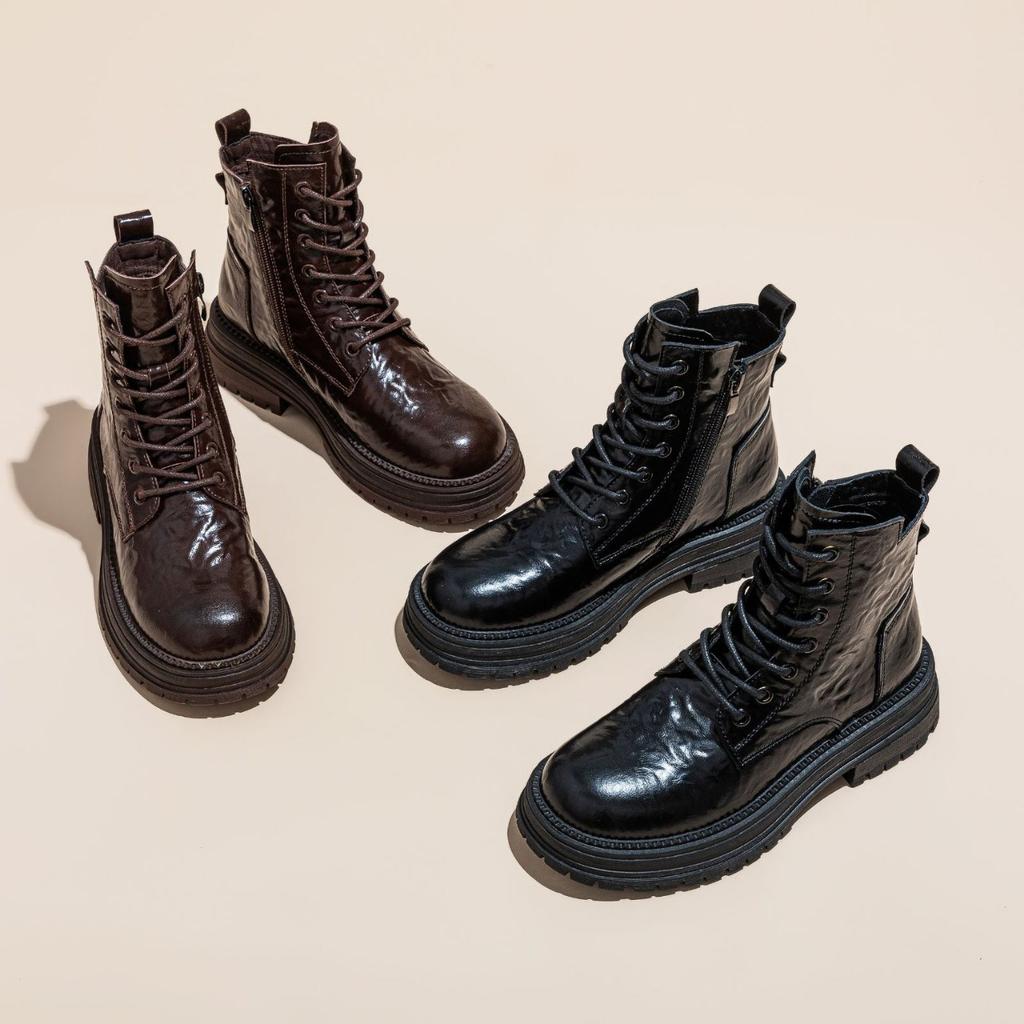 Thick-soled Martin boots women's 2025 autumn and winter new retro style lace-up single boots popular British outdoor casual short boots