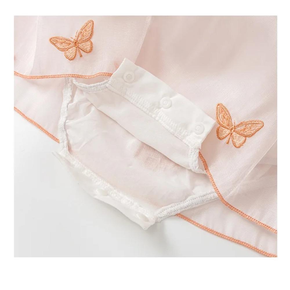 Vår Höst Söta Rosa Babyflickor Romperklänning Utomhus En Del Prinsessajumpsuit Spädbarn Fjärilsbody med Mössa 6-18M