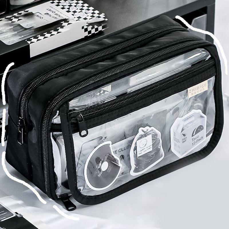 Large Capacity Pencil Bag Simple Stationery Storage Bag Children Pen Case Transparent Pencil Case Students School Supplies