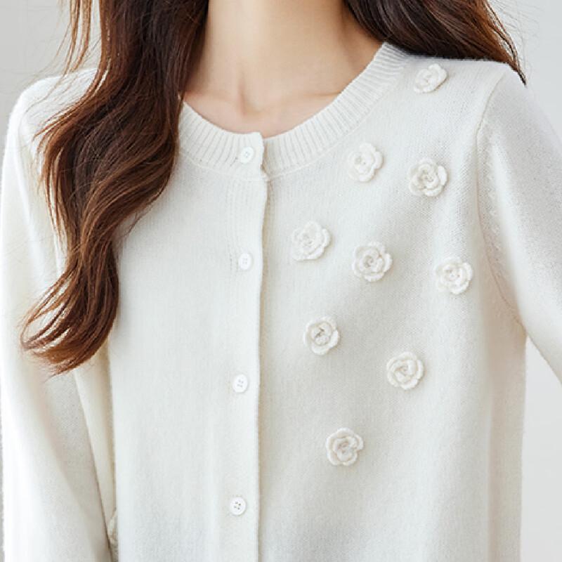 Srcr Women's Hand-Embroidered Pure Wool Cardigan