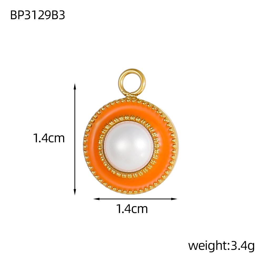 

CARLIDANA Fashion DIY Enamel Oil Drop Pendant Charms Stainless Steel Gold Plated Starfish Pearl Round Pendant Jewelry Charms
