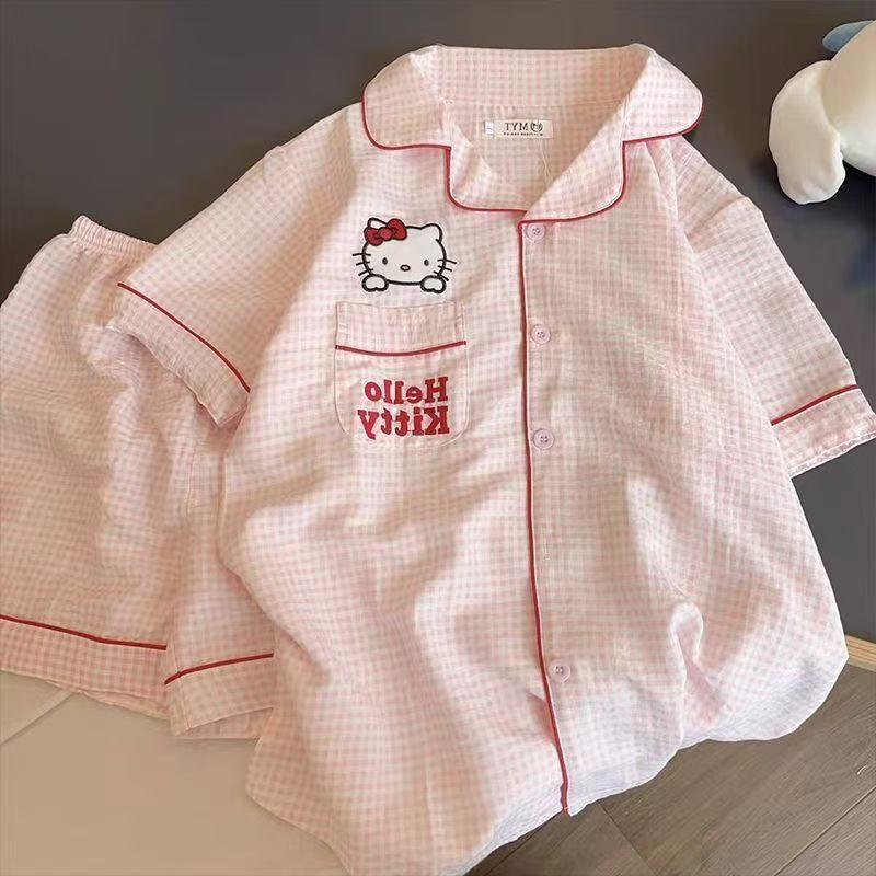 

Popular pajamas women s summer new double short cute cartoon cloud cotton short-sleeved shorts casual loungewear cover M